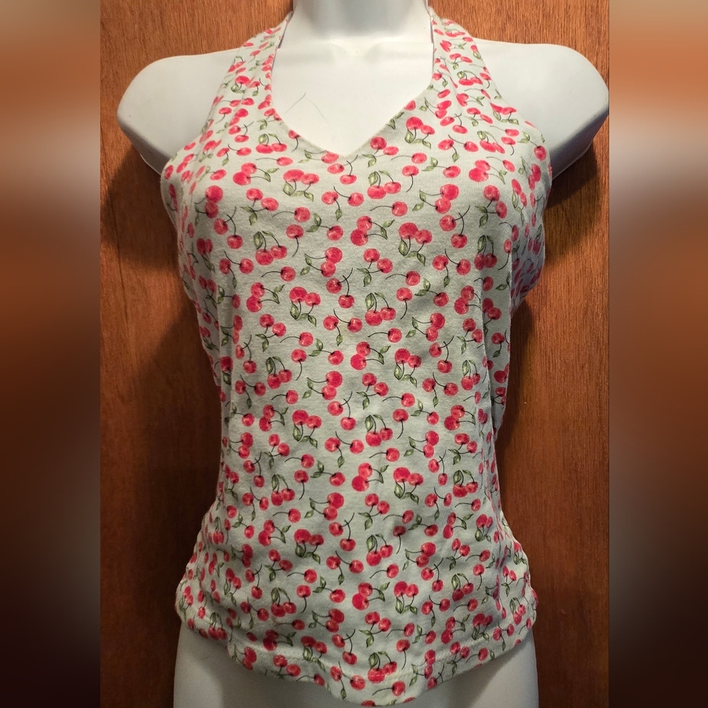 Xhilaration Cherry Print V-Neck Halter Top SzS NWT - Picture 3 of 6